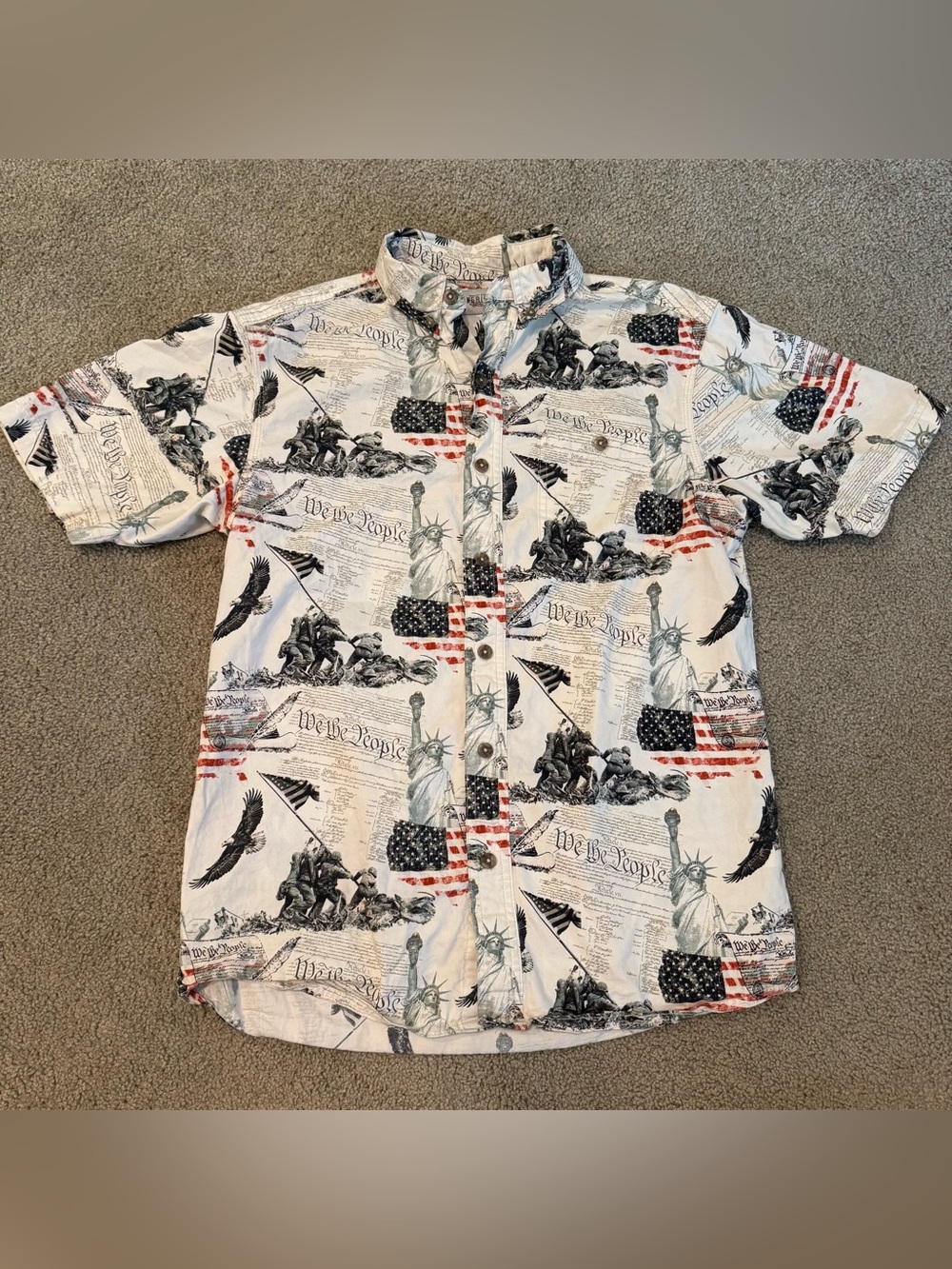 American Legacy Mens Sz Sm Shirt We The People Button Patriotic Short Sleeves